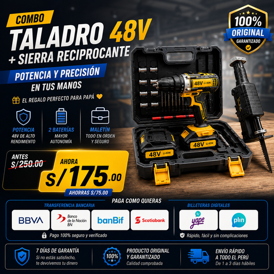 Combo taladro 48v + sierra reciprocante